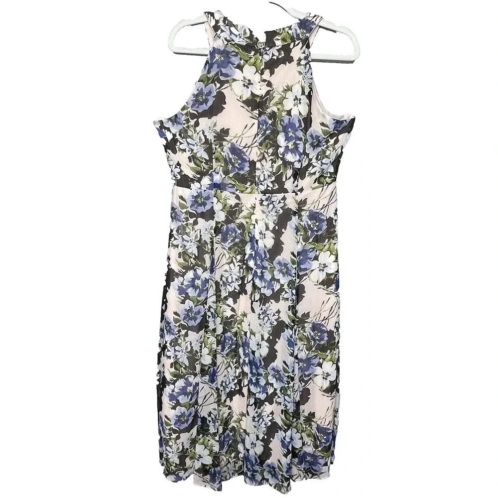 Tommy Hilfiger Women's White Multicolor‎ Floral Fit & Flare Dress Sleeveless 12